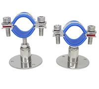 Stainless Steel Adjustable Pipe Bracket Clamp - Wall/Ceiling Mount Support for 1-1/4 Inch Pipe, Heavy-Duty Rust-Proof Brackets, Short Type, 2 Pack