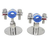 Stainless Steel Adjustable Pipe Bracket Clamp - Wall/Ceiling Mount Support for 25mm (3/4 Inch) Pipe, Heavy-Duty Rust-Proof Brackets, Short Type, 2 Pack