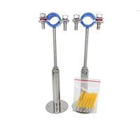 Stainless Steel Adjustable Pipe Bracket Clamp - Wall/Ceiling Mount Support for 25mm (3/4 Inch) Pipe, Heavy-Duty Rust-Proof Brackets with Fixings, Extended Type, 2 Pack