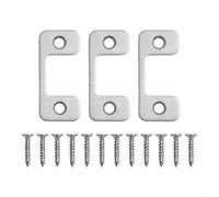 Stainless Steel Adjustable Strike Plate with Large Hole for Deadbolts and Electronic Locks Exterior Door Lock Replacement Hardware Enhances Security for Home or Rental(3-Silver&screws)