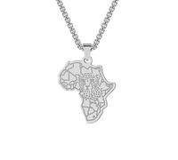 Stainless Steel African Map Pendant Necklace Tiger Face Necklace African Shape