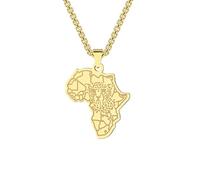 Stainless Steel African Map Pendant Necklace Tiger Face Necklace African Shape