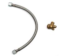 Stainless Steel Air Compressor Flexible Hose with Brass Check Valve, 350mm Length, 14mm Internal Thread, for Oil-Free Machines