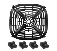 Stainless Steel Air Fryer Grill Pan for Crispi FN101GY, Non-Stick Replacement Tray with Rubber Bumpers, Dishwasher Safe Basket Plate for Even Cooking, 7.9x7.9 Inch Accessory Kit(B)