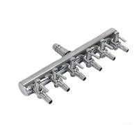 Stainless Steel Air Pump Manifold Valve Gas Volume Regulating Diverter with 8mm Inlet and 4mm Outlets for Aquarium Oxygen Flow Distribution Control(6ways)