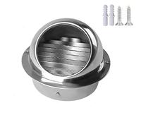 Stainless Steel Air Round Hood, Round Bull Nosed External Extractor, Round Soffit Air Vent, Exhaust Grille, Louvered Grille Cover Vent Hood, Vent Cover Stainless Steel, Wall Air Outlet (Color : Silve