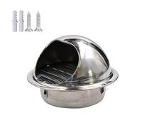 Stainless Steel Air Round Hood, Round Bull Nosed External Extractor, Wall Air Ventilation Outlet Hood, Air Ventilation Outlet Hood, Vent Built-in Fly Screen Mesh, for Bathrooms, Kitchens, Garages (Co