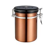 Stainless Steel Airtight Coffee Canister, 1800ml Vacuum Sealed Container with Cantilever Lid, Coffee Storage with CO2-release Valve and Date Tracker - Rose Gold