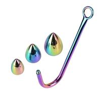 Stainless Steel Anal Hook ，Anal Toys with 3 Interchangeable Balls Set Metal Anal Hook Beads Head Butt Plug Dilator Prostate Massager Insert BDSM Sex Toy for Couple Gay Lesbian Multicolor S