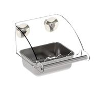 Stainless Steel and Acrylic Spill Proof Bird Bait Box Chew Proof Hanging Food Water Bowl for Parrot Love Bird Cockatiel Waterproof Bait Box Hanging Food Container