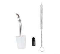 Stainless Steel and Aluminum Alloy Drip Spout with Cleaning Brush for Outdoor Kettle Brewing Silicone Handle Cover Fits 15mm to 19mm Diameter Pot Mouths (White)