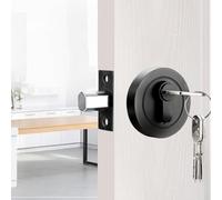 Stainless Steel and Copper Single-Sided Door Lock with Key and Anti-Theft Solid Lock, for Easy Install for Front Door, Bedroom, Office or Hotel Use, Fits 30-50mm Wi(Black)