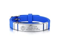Stainless Steel and Personalised Customised Silicone Sport Wristband Stainless Steel ID Plate Medical Alert Bracelets, SOS Emergency Sports Outdoor Daily Bracelet for Unisex,Teens,Adjustable