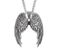 Stainless Steel Angel Wings Pendant Necklace Unisex Jewelry Gift Symbolize Purity, Courage, Love and Harmony, Guardian Angel Wings Stylish Accessory for Men/Women - Silver/Gold/Multicolor