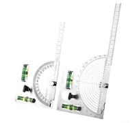 Stainless Steel Angle Ruler 0-180 Degree Protractor Level Goniometer Adjustable Locking Screw Woodworking Measuring Tool Hollow Solid Type Silver 2 Pack