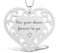 Stainless Steel Anniversary Ornament with One Year Down, Forever to Go Quote - Laser Engraved Heart Hanging Decoration, Wedding Anniversary Keepsake Charm, Romantic Couple Gift, CHC681