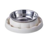 Stainless Steel Ant-Proof Cat and Dog Bowl - Tip-Resistant Feeder Dish | PP and Stainless Steel Material Featuring a 19x19x6cm Size with Spill-Proof Rims Built for Easy-to-Clean Daily Pet Feeding