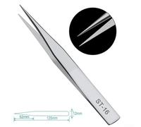Stainless Steel Anti-Static Tweezers for Electronic Repair, Circuit Maintenance & Phone Component Handling - Curved and Straight Tip Options,(ST-16)