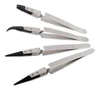 Stainless Steel Anti-Static Tweezers, Plastic Electronic Tweezers, Professional Precision Tweezers, Jewelry Tweezers for Hobby Crafts Model Making