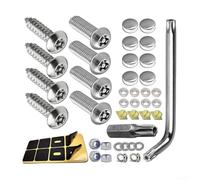 Stainless Steel Anti Theft Auto License Plate Screws, Front and Rear Vehicle Replacement Screws, Designed to Match OEM