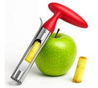 Stainless Steel Apple Corer with Red Ergonomic Handle, Easy Core Remover Tool with Serrated Edge for Quick Fruit Preparation, Ideal for Apples, Pears, Baking, Snacks, Lunchboxes and Kitchen Use