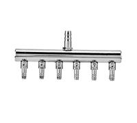 Stainless Steel Aquarium Air Splitter Valve, 8mm to 4mm Oxygen Pump Accessory, Aeration Control Valve with Control, Ideal for Fish Tank & Aquaculture (8 to 4mm six-hole splitter head)
