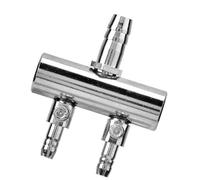 Stainless Steel Aquarium Air Splitter Valve, 8mm to 4mm Oxygen Pump Accessory, Aeration Control Valve with Control, Ideal for Fish Tank & Aquaculture (8 to 4mm two-hole splitter head)