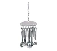 Stainless Steel Рarrot Chew Toy With Bell Pendant | Durable & Interactive Spoon Ring Bird Toy For Finches, Lovebirds, Macaws | Educational & Entertaining Cage Accessory
