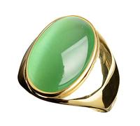 Stainless Steel Artificial Cat Eye Stone Ring Titanium Steel Ring Valentines Ring (A, 7)