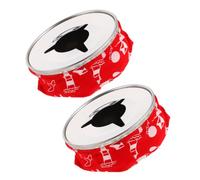 Stainless Steel Ashtray Red Wind Resistant 2pcs with Bean Bag