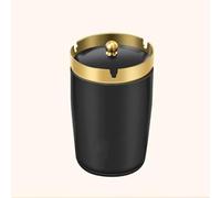 Stainless Steel Ashtray with Cover Windproof Car Ashtray Travel Home Office KTV Cigarette Butt Confetti Storage Box Detachable Funnel Design(Black)