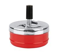 Stainless Steel Ashtrays, Round Push Smoking Ashtray Indoor Outdoor Wired Metal for Patio/Home/Tabletop (L-Red)
