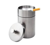Stainless Steel Auto Cigarette Ashtrays with Lid Car Ashtray Smell Proof Portable Smokeless Detachable Windproof Extinguished Butt Bucket Ash Tray for Car Cup Holder (Silver)