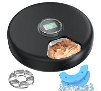 Stainless Steel Automatic Cat Feeder: Cat Wet Food Dispenser - Automatic Dog Feeder Timed - Pet Food Dispenser Wireless - Pet Feeding Bowl includes Twin Ice Packs - Refrigerated - Black
