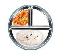 Stainless Steel Baby Plates with Suction,Three Compartments Metal Food Tray Stainless Steel Dishes - Non-Stick Metal Dishes Portion Control Plate for Home School