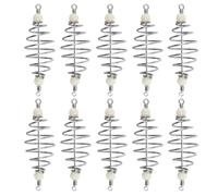 Stainless Steel Bait Basket Spring Fishing Cage Holder 10pcs for Carp | Bead Pendant, Explosion Hook Design, Stable Casting, Lake Sessions, Saltwater Safe, Silver Finish