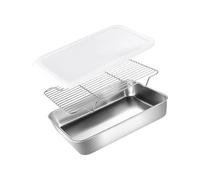 Stainless Steel Baking Pan with Cover Oven Rack Grilling Tool for BBQ and Refrigerator Storage Stainless Steel Baking Pan Tray Cooling Rack Cover