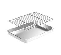Stainless Steel Baking Sheet Tray with Rack Set, Easy Clean Small Sheet Plate for Oven Cooking Roasting, Dishwasher Safe Baking Tray with Cooling racksss for Kitchen