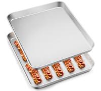 Stainless Steel Baking Sheets Pan, Leonyo 2 Pack 16IN x 12IN Stainless Steel Cookies Sheets for Baking, 1IN Deep Metal Toaster Jelly Roll Pan Tray for Oven, Dishwasher Safe