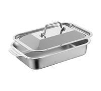 Stainless Steel Baking Tool with Lid and Handle | Rectangular Cake Utensil for Cake Pizza Oven and for Kitchen Home Party