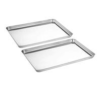Stainless Steel Baking Tray Set of 2, Baking Sheet Cookie Tray Professional, 40x 30x 2.5 cm, Non Toxic & Healthy, Mirror Finish & Rust Proof, Easy Clean & Dishwasher Safe