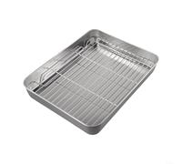 Stainless Steel Baking Tray with Cooling Rack Set, Rust Proof Oven Sheet Pan for Roasting Meat, Vegetables and Cookies, Dishwasher Safe Kitchen Bakeware for(31x24x5cm)