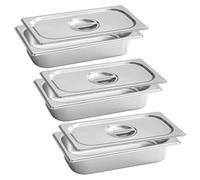 Stainless Steel Baking Trays, 3 Pieces, 32.5 x 17.5 x 6.5 cm, Rectangular Oven Tray with Lid, Stainless Steel Baking Tray for Dishes, Cakes, Food, Cutlet, Fish