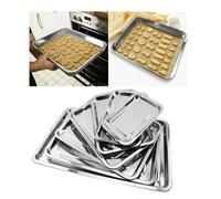 Stainless Steel Baking Trays, Oven Trays, Multi Use Rectangular Baking Sheet Pan for Cooking Serving Easy Clean, Baking Trays for Kitchen (40 X 30 X 4.8CM)