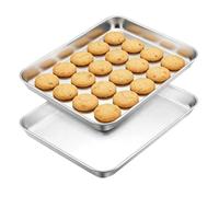 Stainless Steel Baking Trays, Oven Trays Set of 2, Baking Tray, Baking Sheet, Non- Stick Cookie Sheet Pan, 40.5x30.5x2.8cm, Sheet Pan for Baking and Roasting, Large Baking Tray, Metal Drip Tray