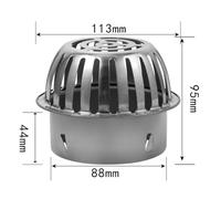Stainless Steel Balcony and Roof Round Large Displacement Anti-Blocking Floor Drain, Outdoor Ground Water Filter Cover Preventing Clogs from Leaves and Rodents, Silver