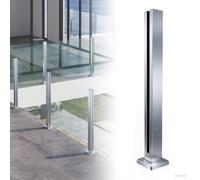 Stainless Steel Balcony Railing Posts - Fram Glass Balustrade System with End, Corner & Middle Supports - Adjustable Deck & Step Railing with Expansion Screws & Rubber (End, H 75CM)