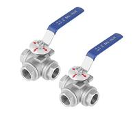 Stainless Steel Ball Valve SUS304 Thread Pipe Ball Valve (2X 3-Way DN15 1/2")