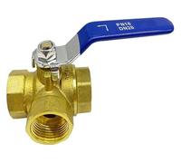 Stainless Steel Ball Valve, T-Type 3-Way Brass Ball Valve DN20 3/4" Internal Thread Stainless Handle Water Oil Gas