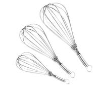 Stainless Steel Balloon Whisk Small Medium & Large Ball Professional Heavy Duty Wire-Whisk for Blending Whisking Beating Stirring Baking Cooking Stainless Steel Wire Whisk (Set of 3 Balloon Whisks)